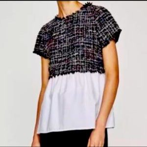 Zara Tweed blouse. NWT. Size L.